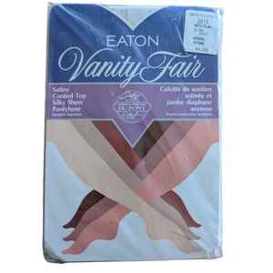 3=$25 Vintage Eaton Vanity Fair‎ White One Size Deadstock Nylon Pantyhose